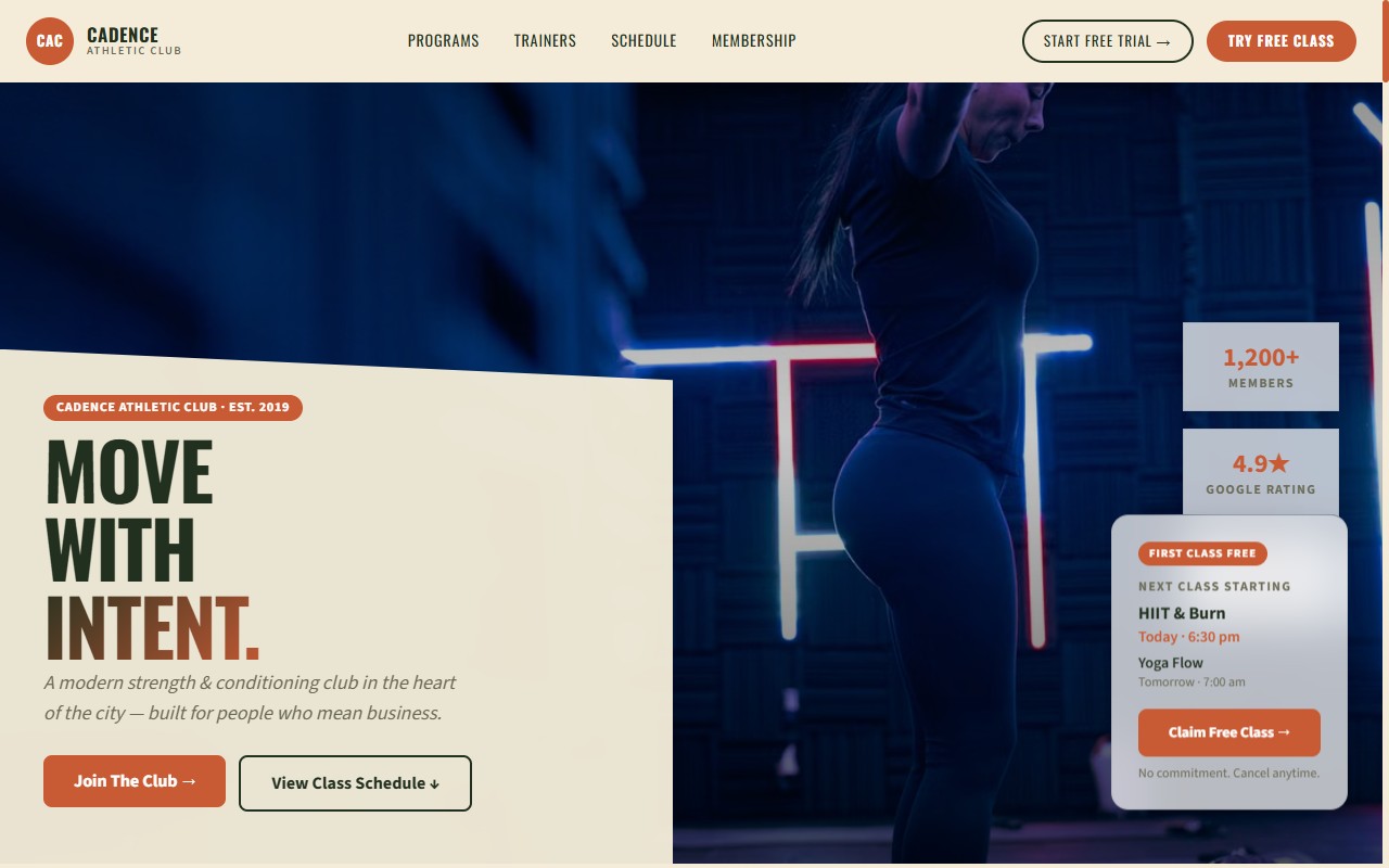 Cadence Athletic — website generated by Zoobicon